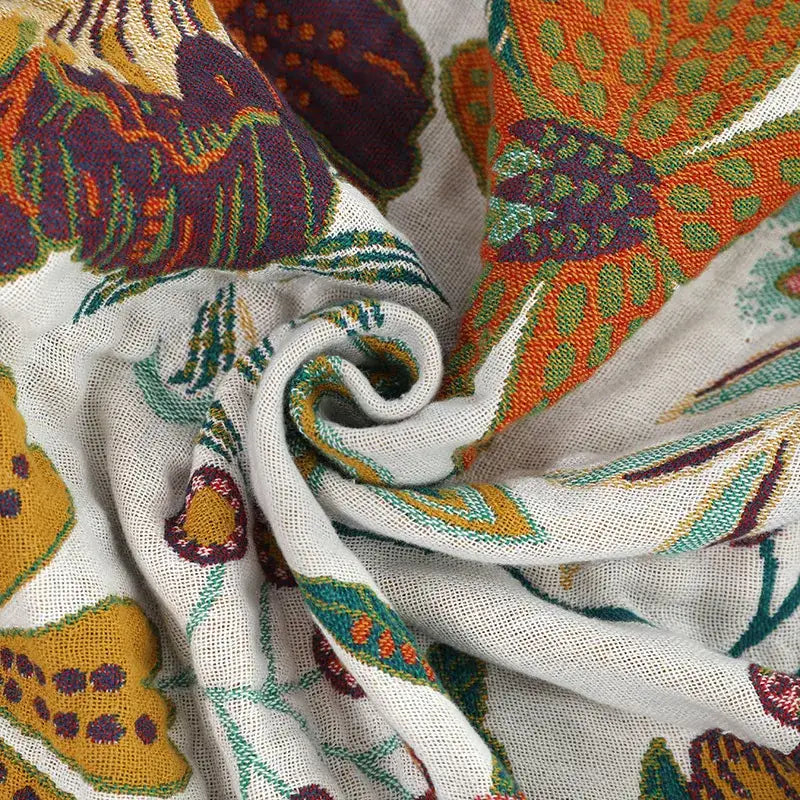 Cream Floral Cotton Bedspread