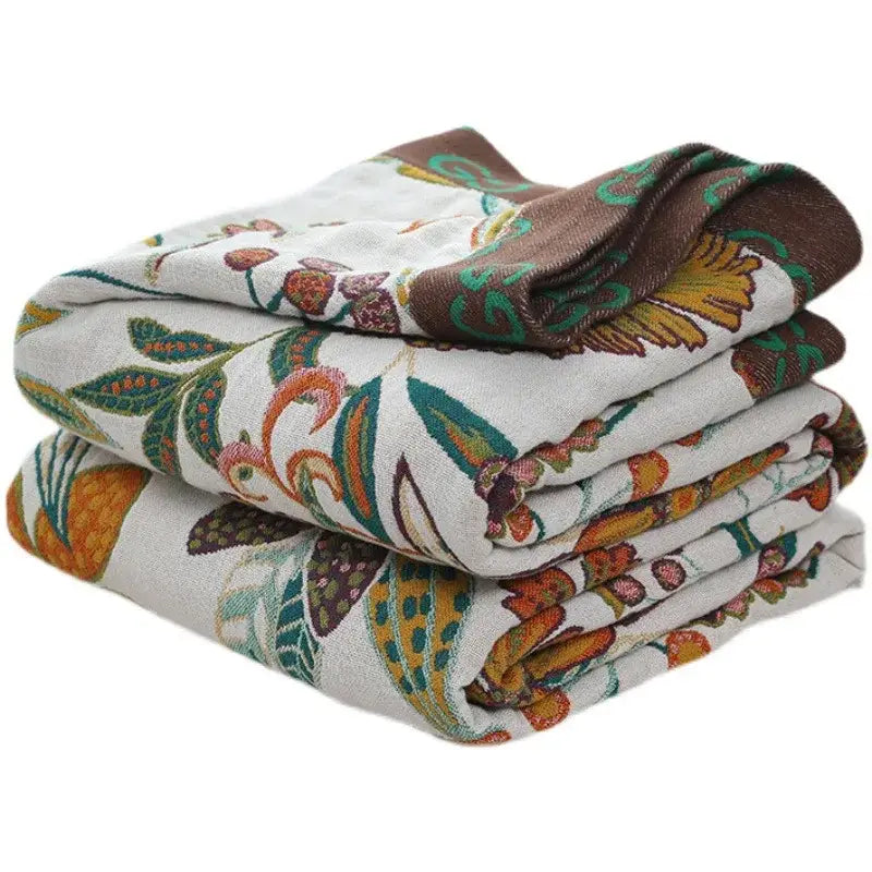 Cream Floral Cotton Bedspread
