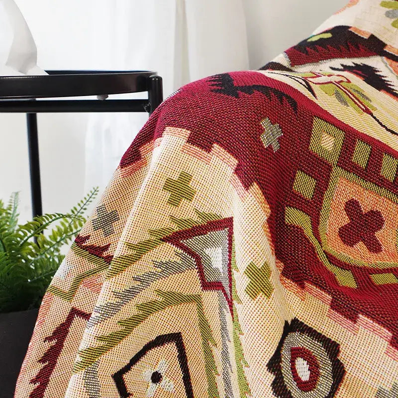 Cream Geometric Throw Blanket