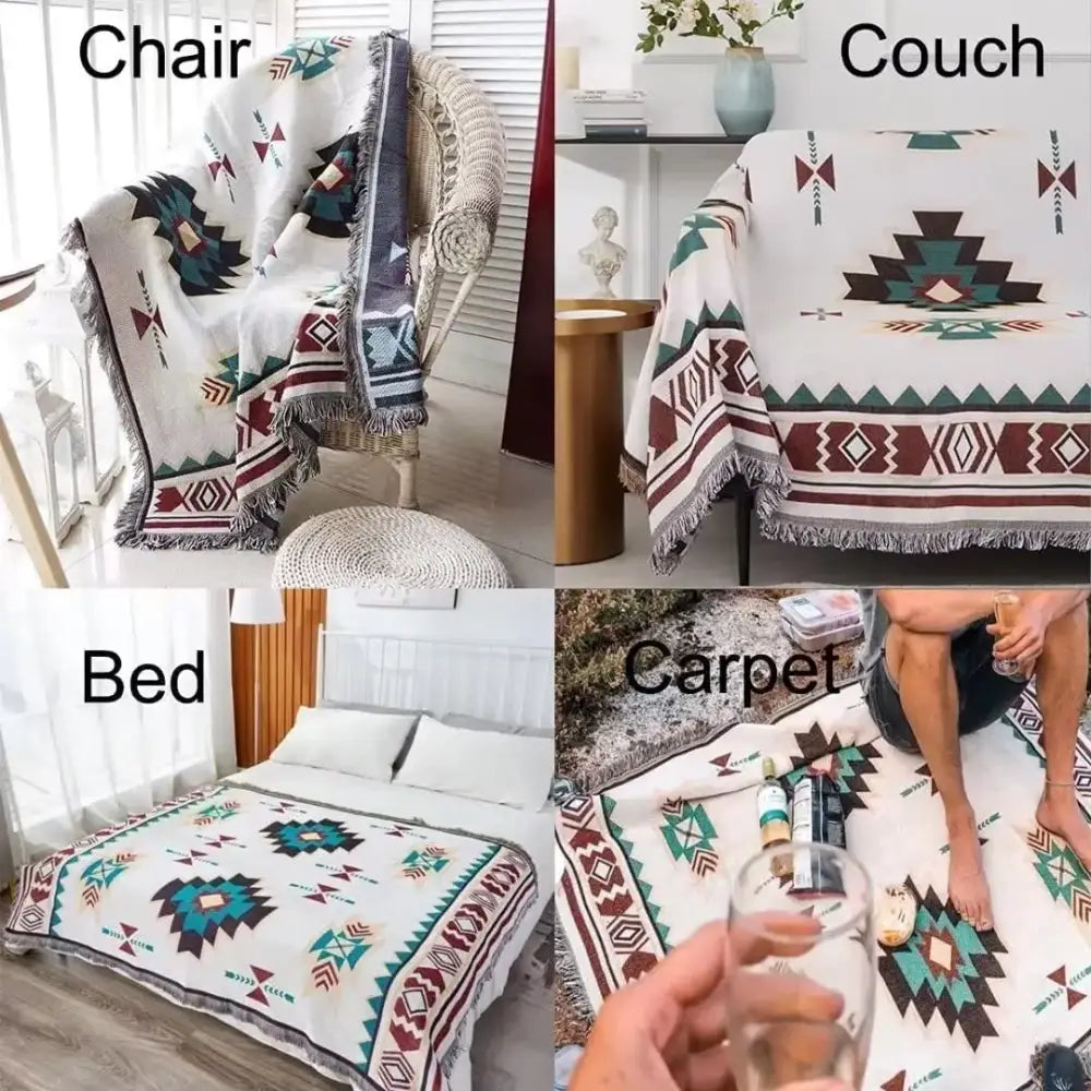 Multicolor Boho Throw Blanket