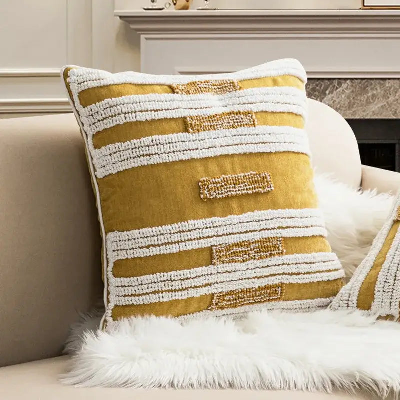 Mustard Cream Cushion Cover