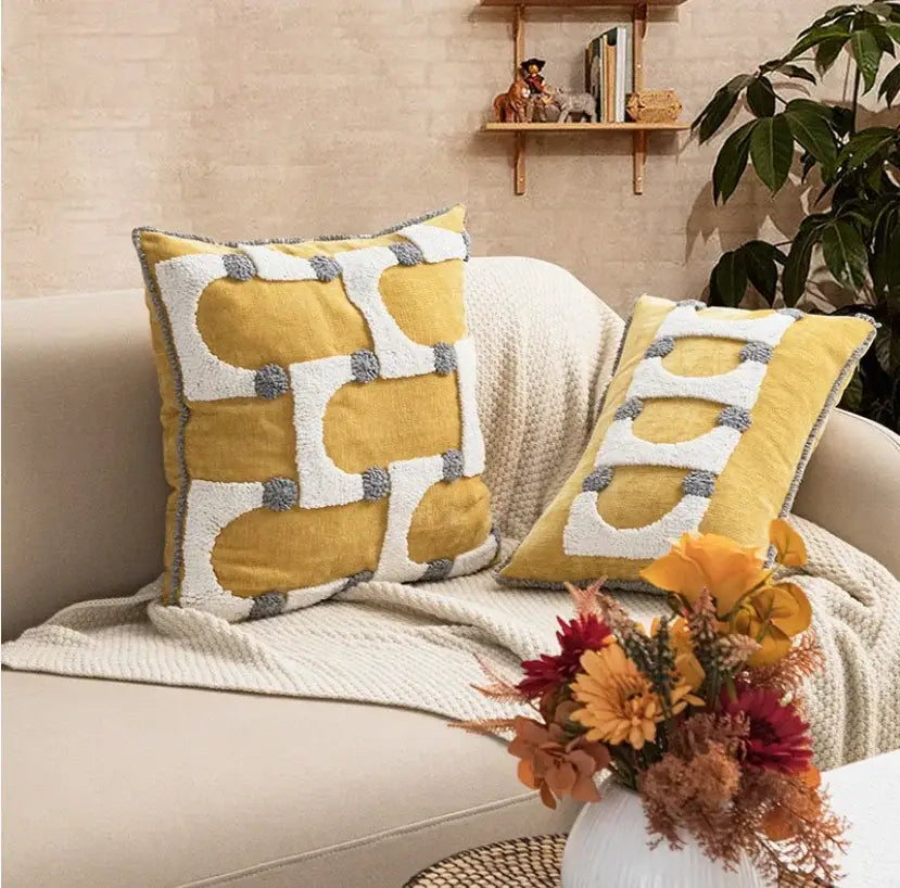 Mustard Cream Cushion Cover