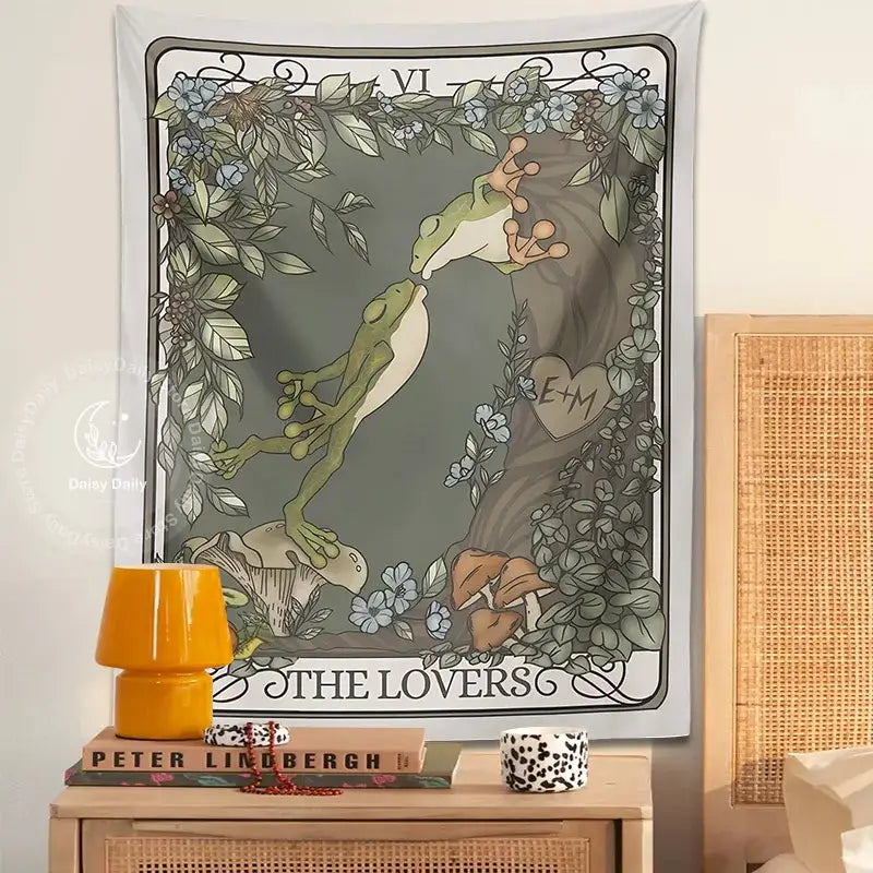Gray Boho Frog Tapestry