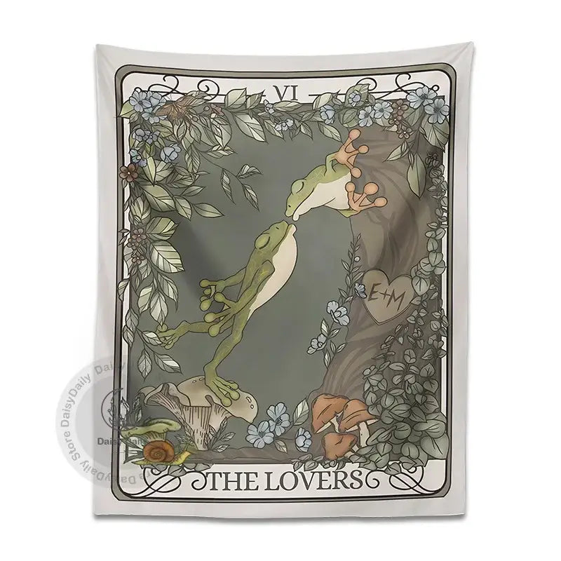 Gray Boho Frog Tapestry
