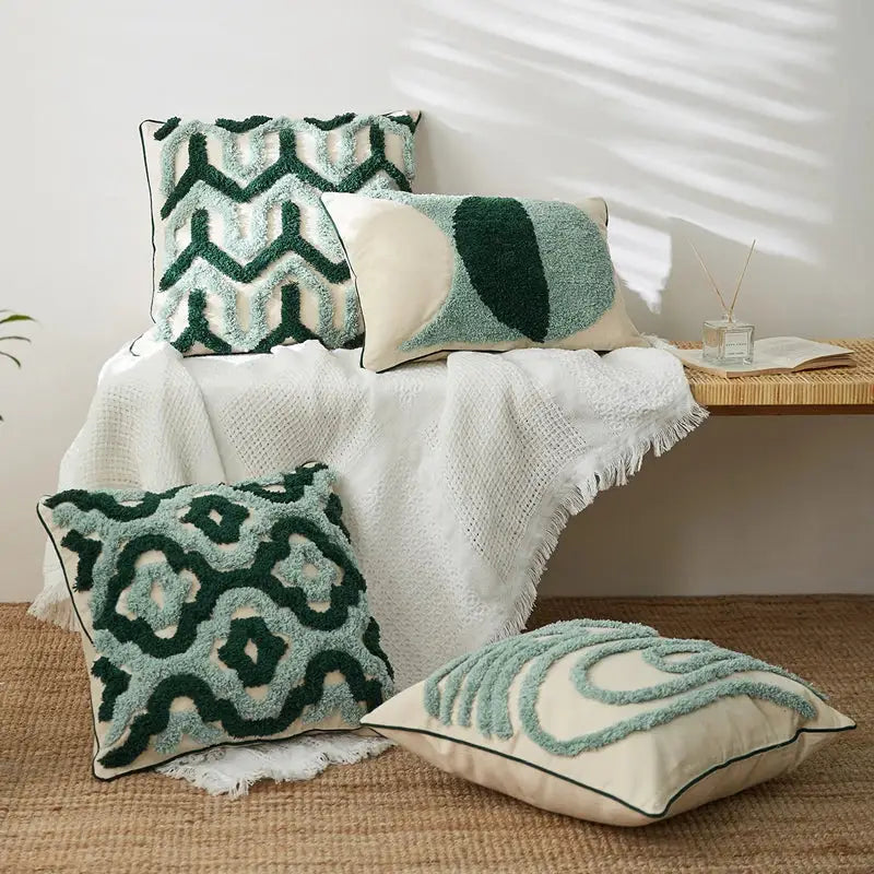 Green Boho Cushion Cover