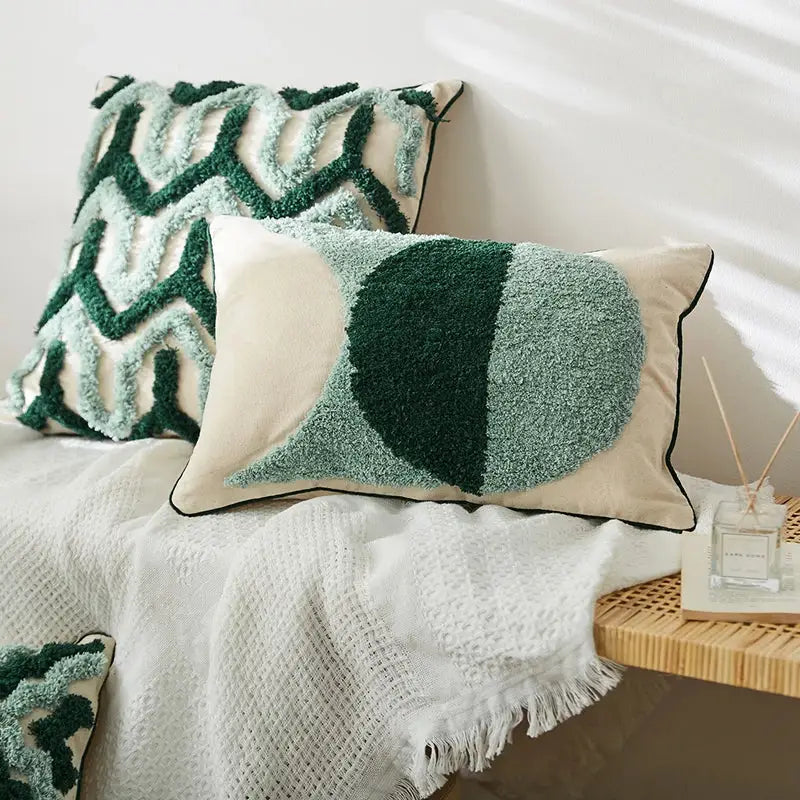 Green Boho Cushion Cover