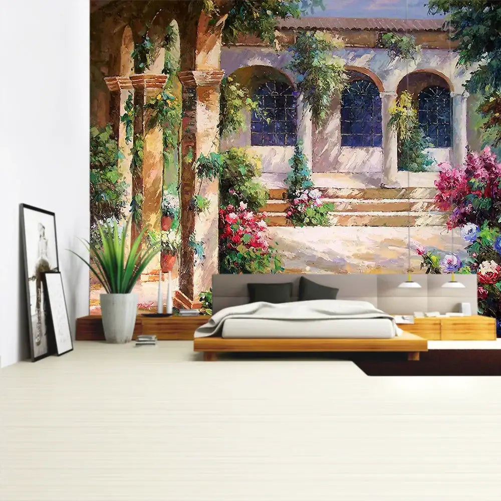 Green Boho Plant Tapestry