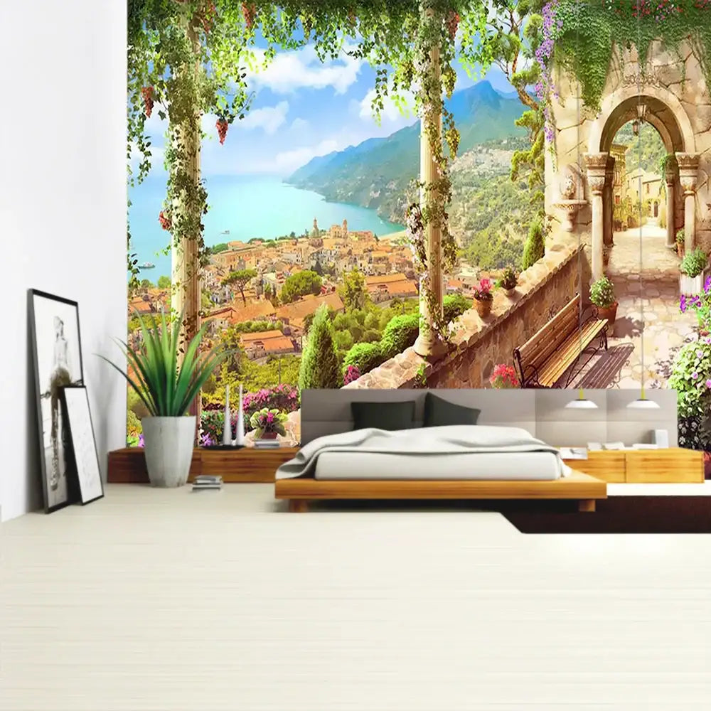 Green Boho Plant Tapestry