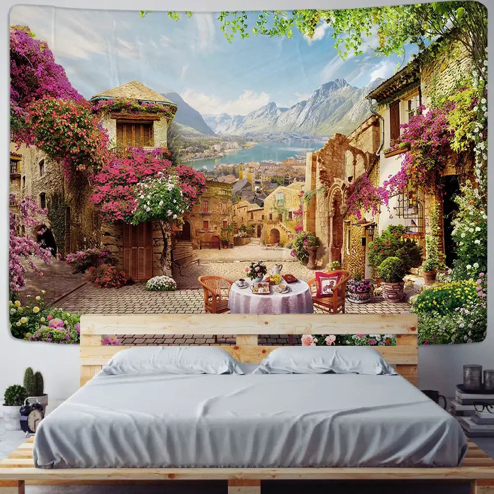 Green Boho Plant Tapestry
