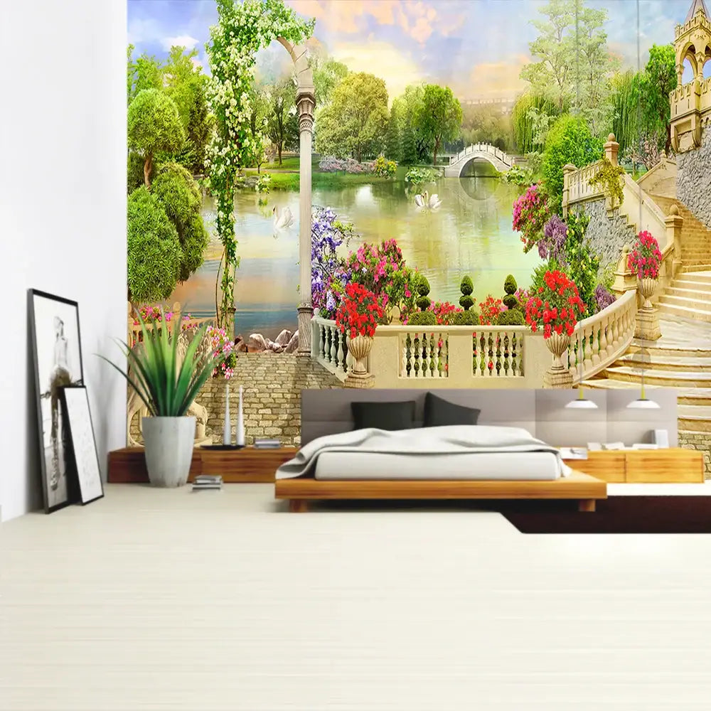 Green Boho Plant Tapestry