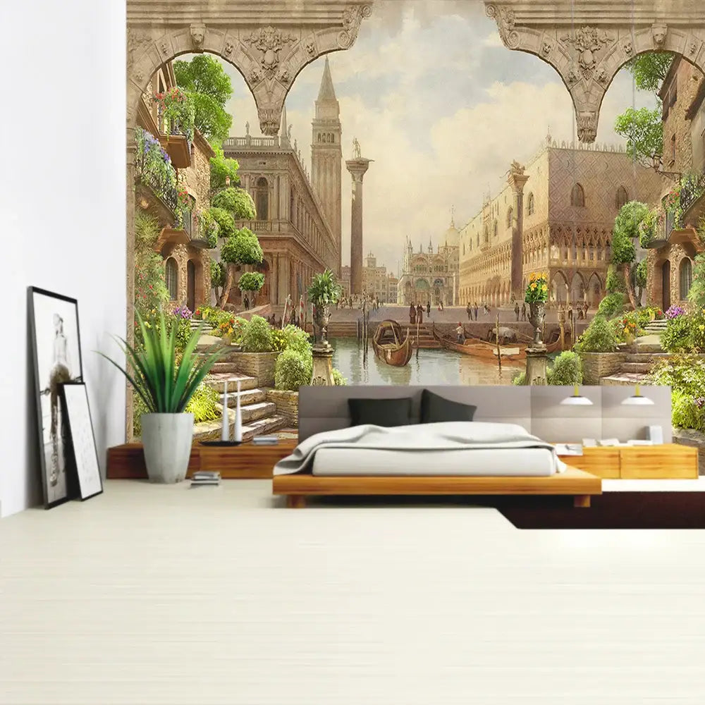 Green Boho Plant Tapestry