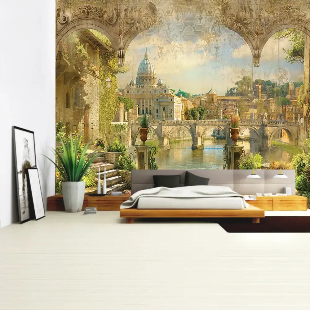 Green Boho Plant Tapestry