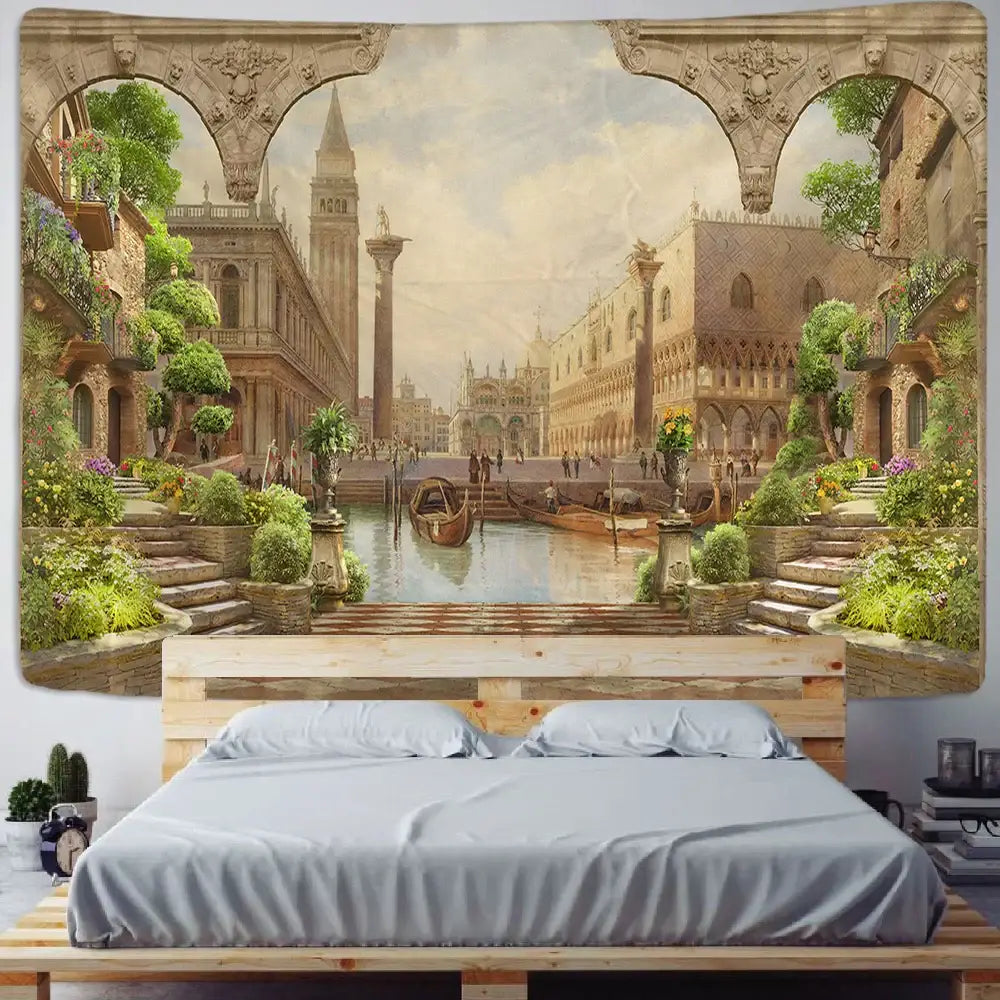 Green Boho Plant Tapestry