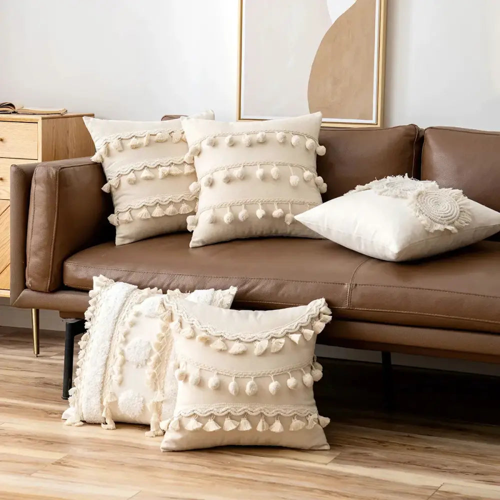 Ivory Pompom Lace Pillow