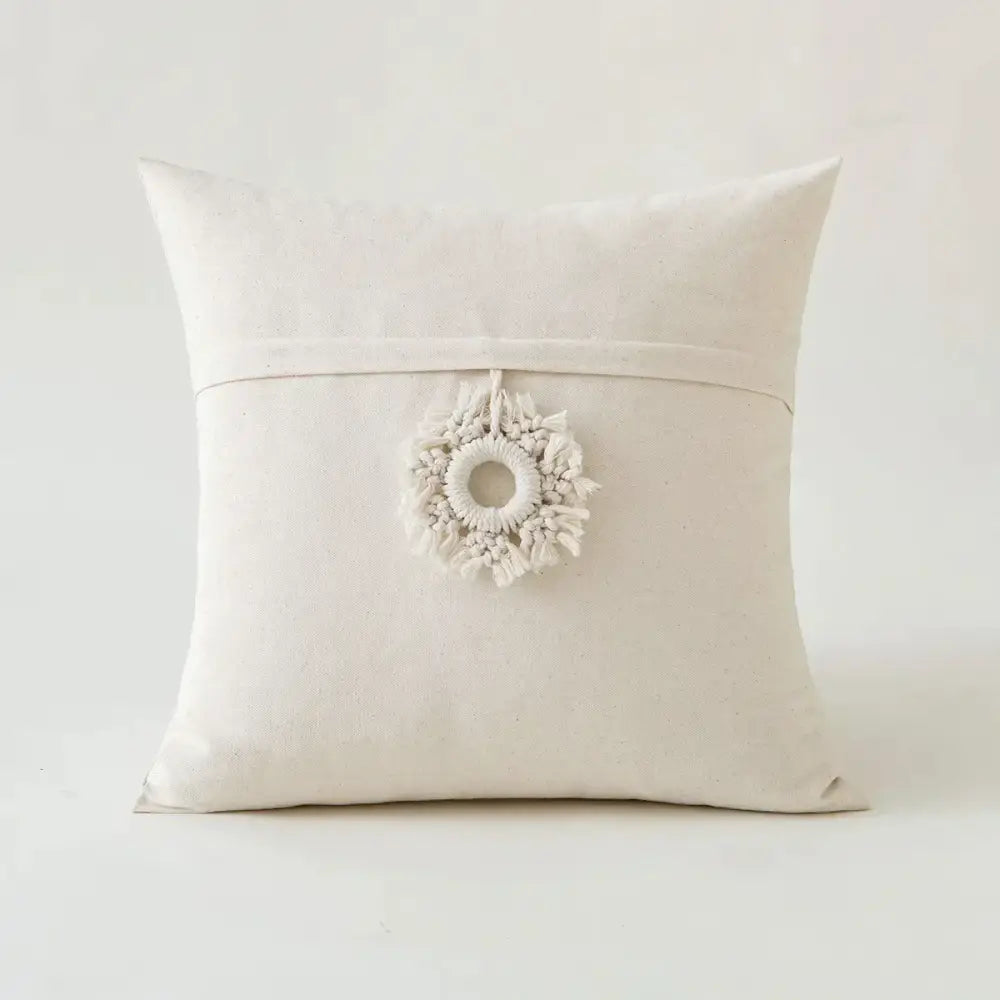 Ivory Pompom Lace Pillow