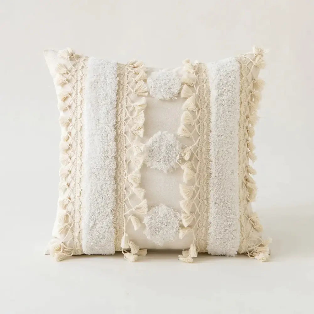 Ivory Pompom Lace Pillow