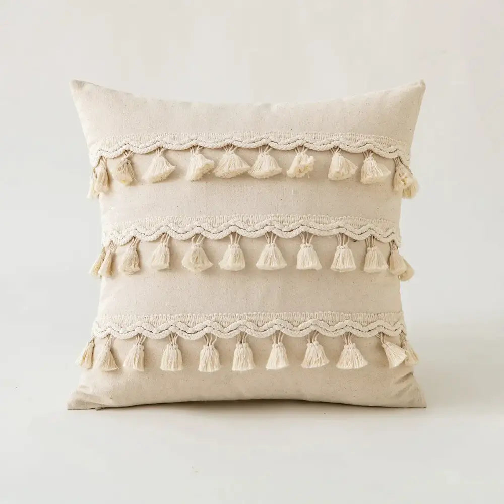 Ivory Pompom Lace Pillow