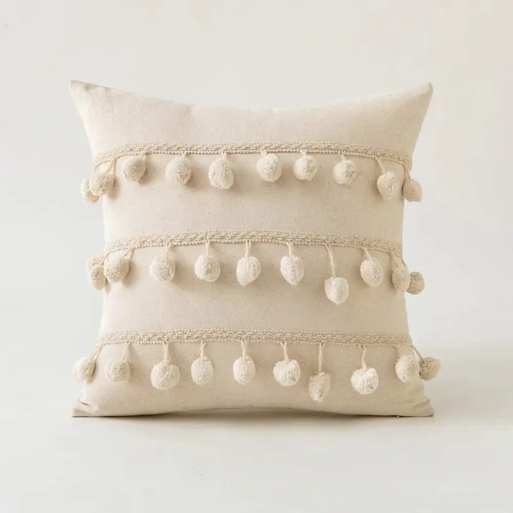 Ivory Pompom Lace Pillow