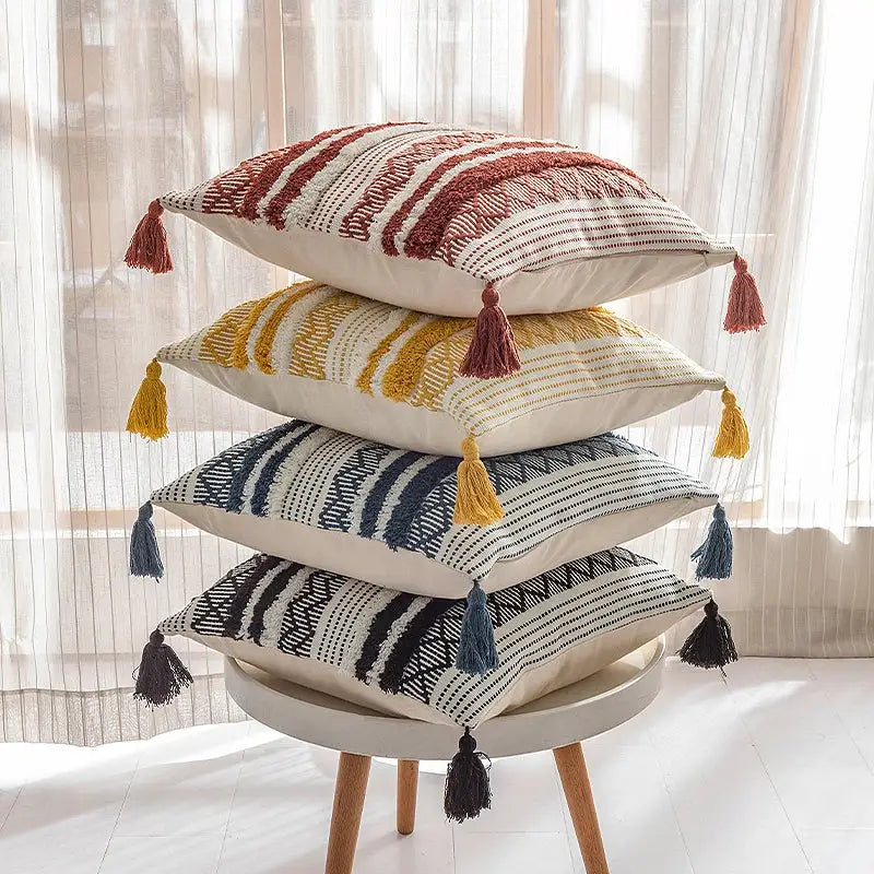 Navy Mustard Jacquard Pillow