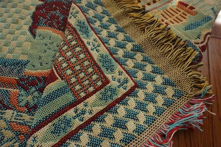 Red Cream Knit Throw Blanket