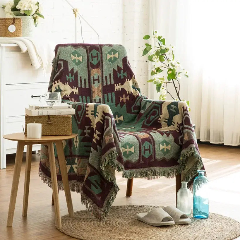 Red Cream Knit Throw Blanket