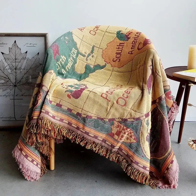 Red Cream Knit Throw Blanket