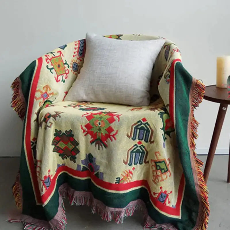 Green Jacquard Knit Throw