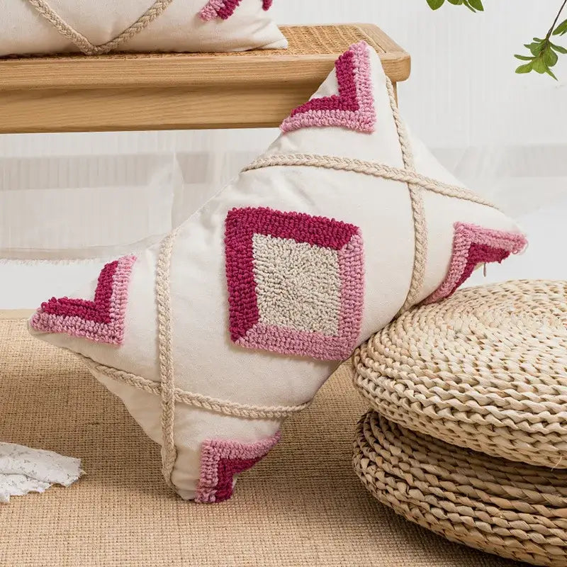 Tufted Geometric Pillow Cover