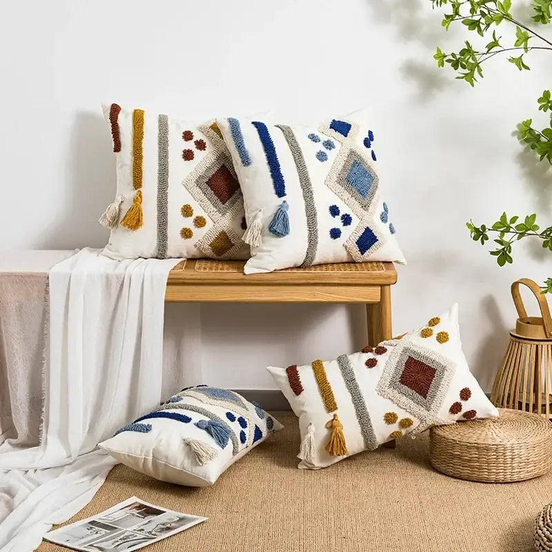 Tufted Geometric Pillow Cover
