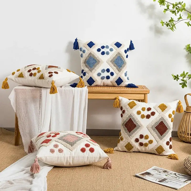 Tufted Geometric Pillow Cover