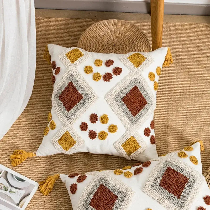 Tufted Geometric Pillow Cover