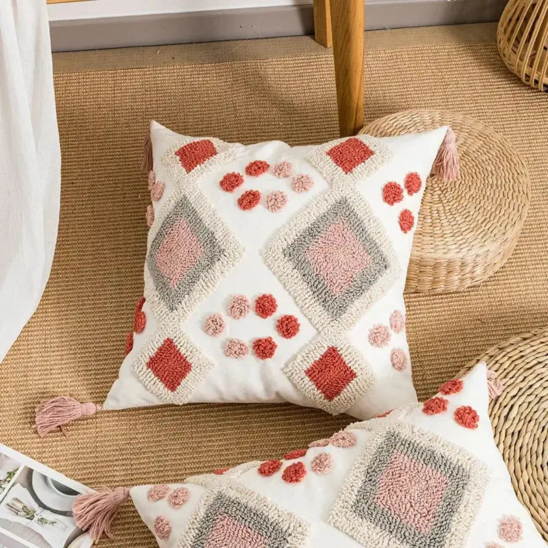 Tufted Geometric Pillow Cover