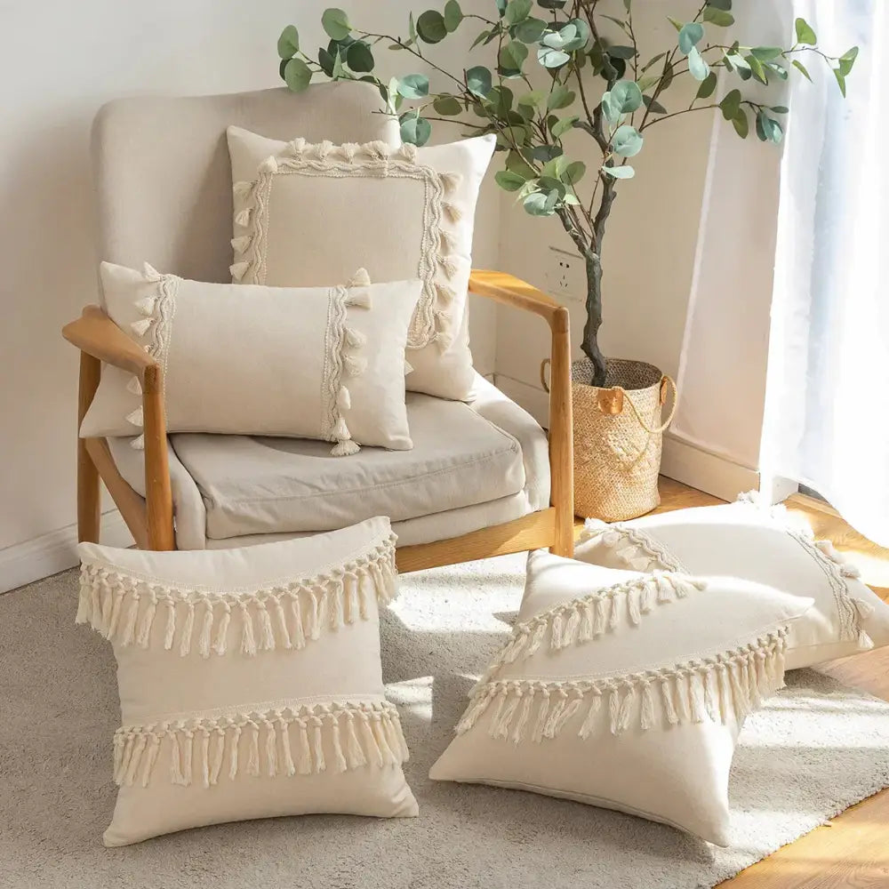 Cream Macrame Cushion Cover