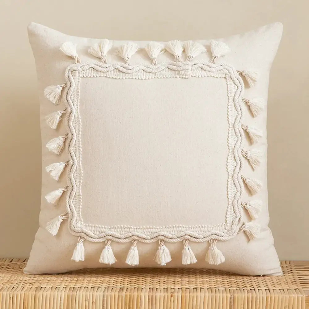 Cream Macrame Cushion Cover