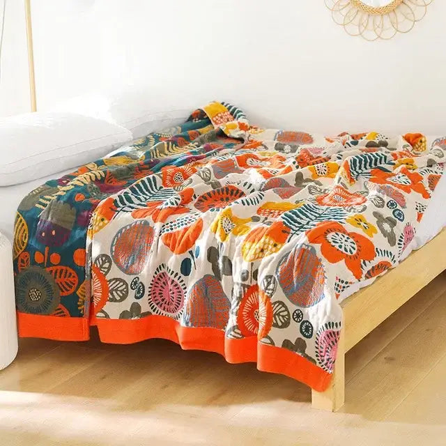 Teal Orange Mandala Blanket
