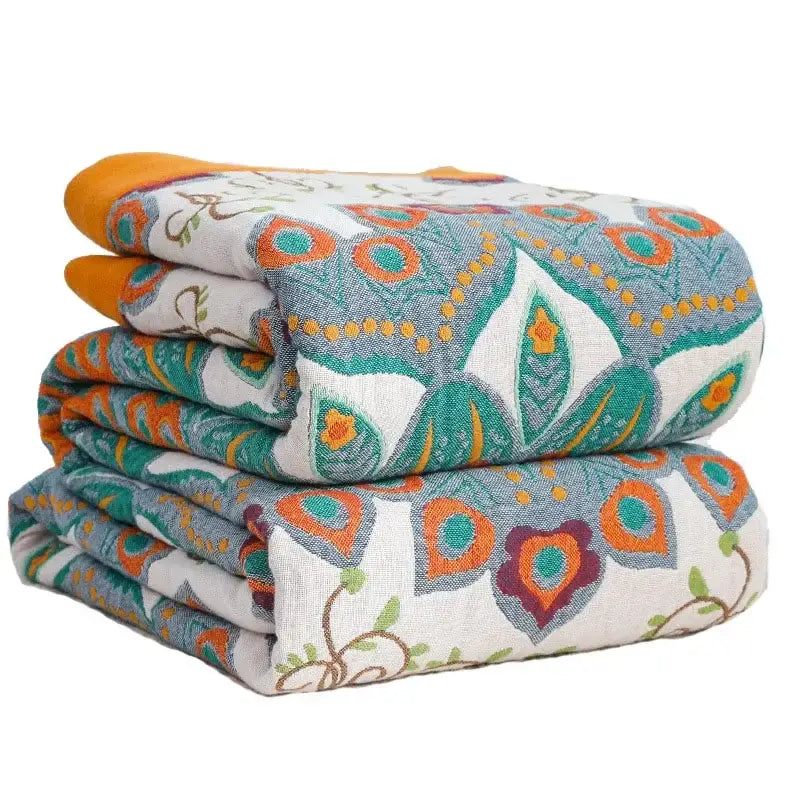 Teal Orange Mandala Blanket