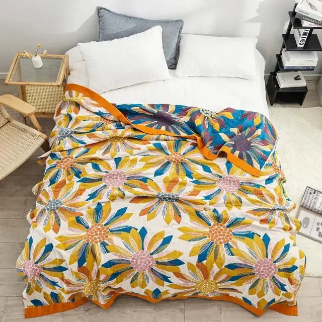 Teal Orange Mandala Blanket