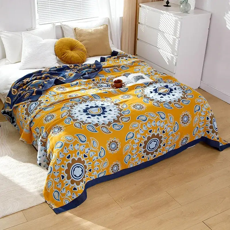 Teal Orange Mandala Blanket
