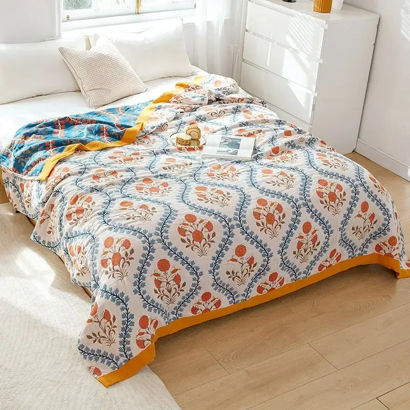 Teal Orange Mandala Blanket