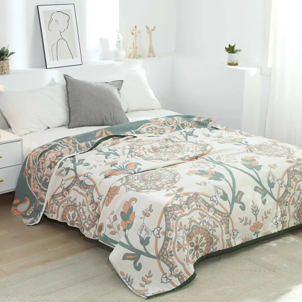 Teal Orange Mandala Blanket