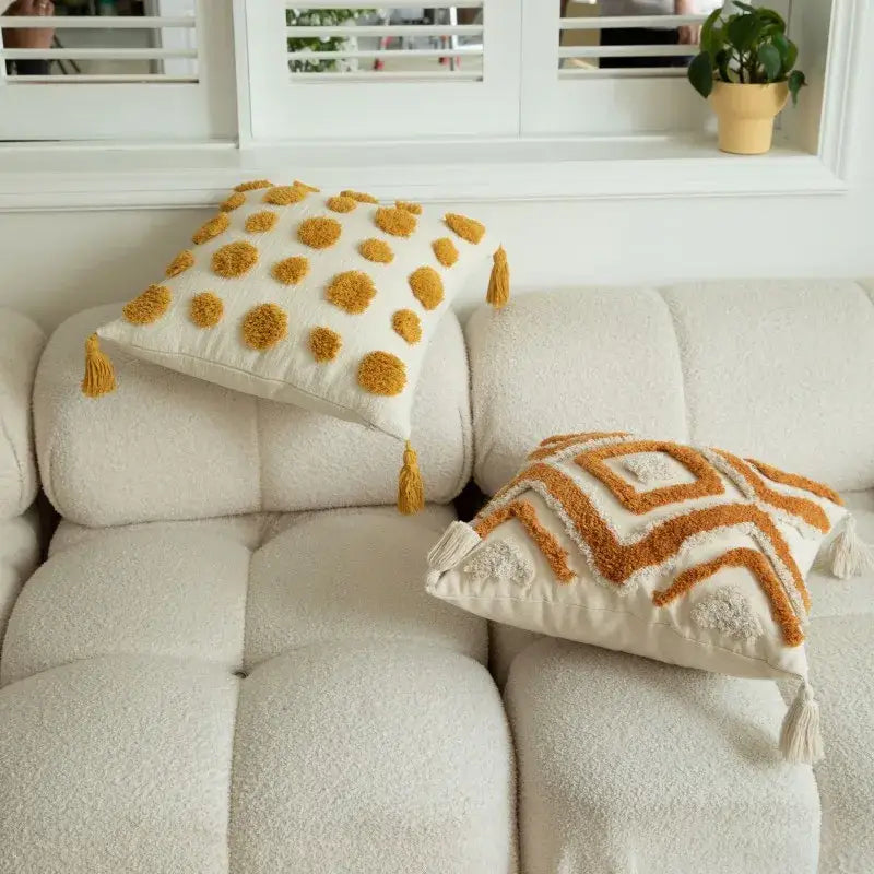 Mustard Tufted Cushion Cover
