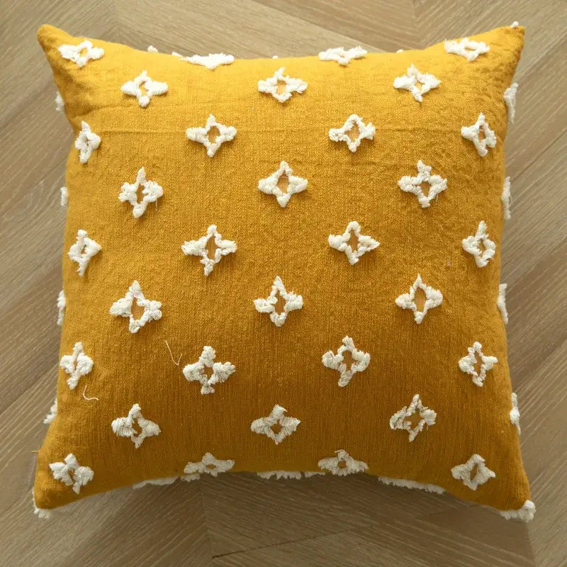 Mustard Tufted Cushion Cover