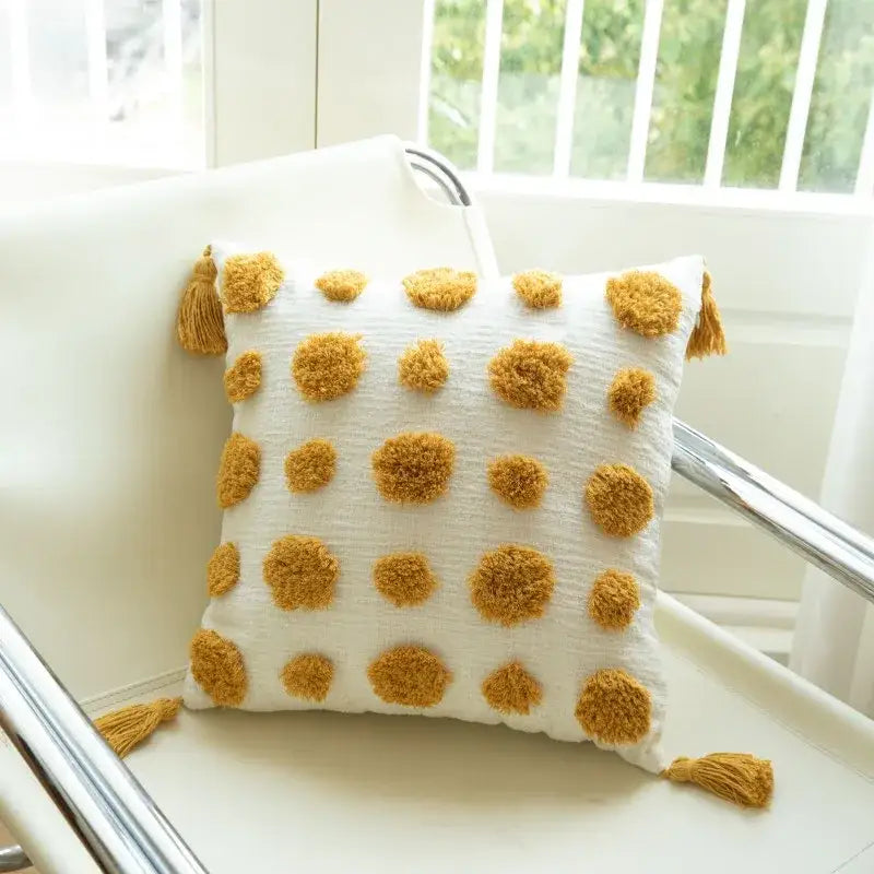 Mustard Tufted Cushion Cover