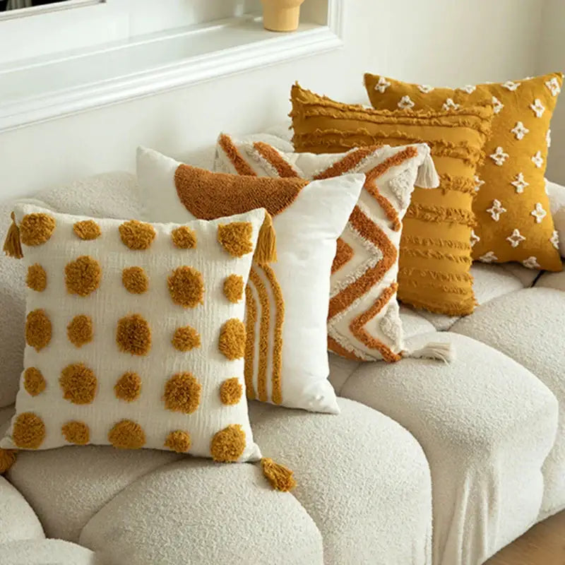 Mustard Tufted Cushion Cover