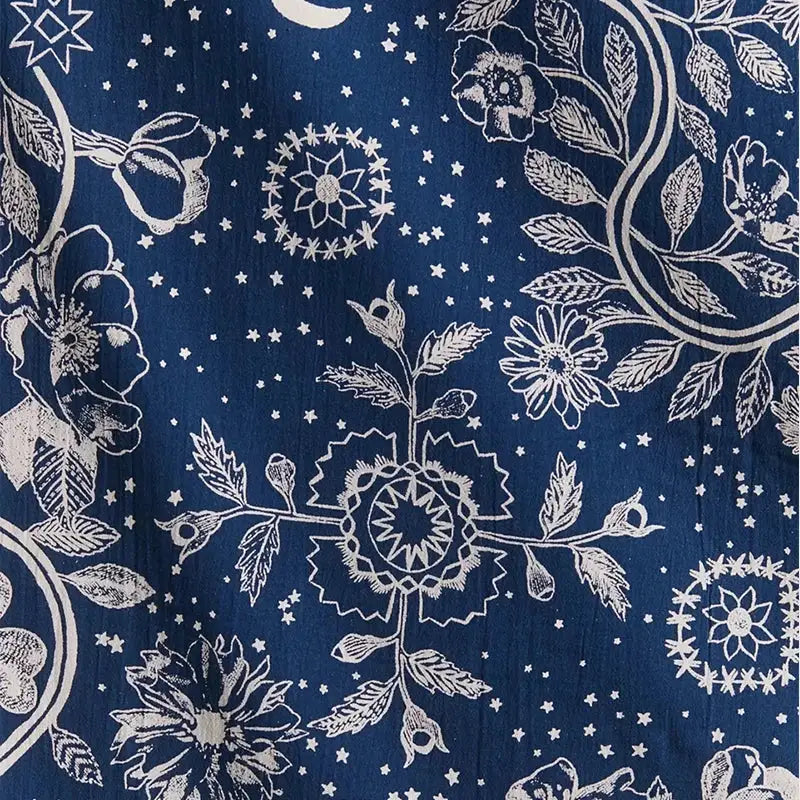 Navy Celestial Floral Tapestry