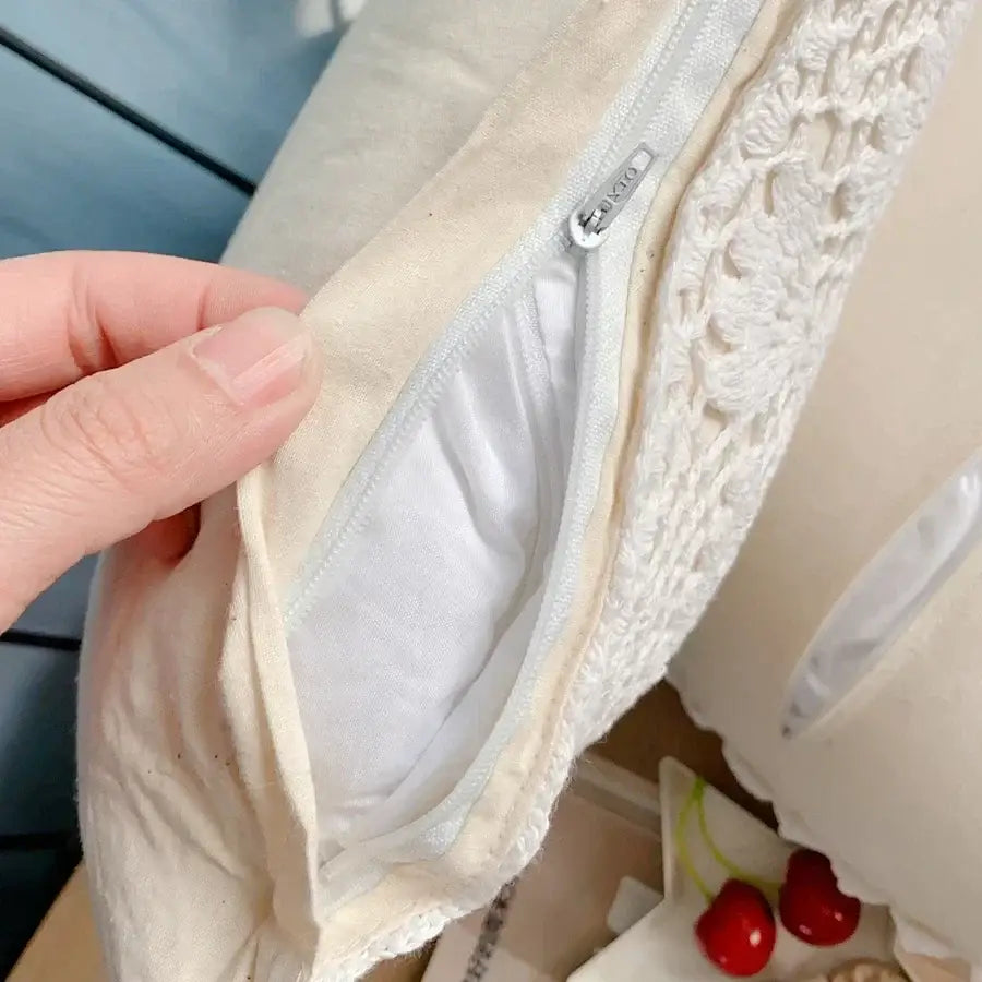 Off-White Crochet Cushion Cover