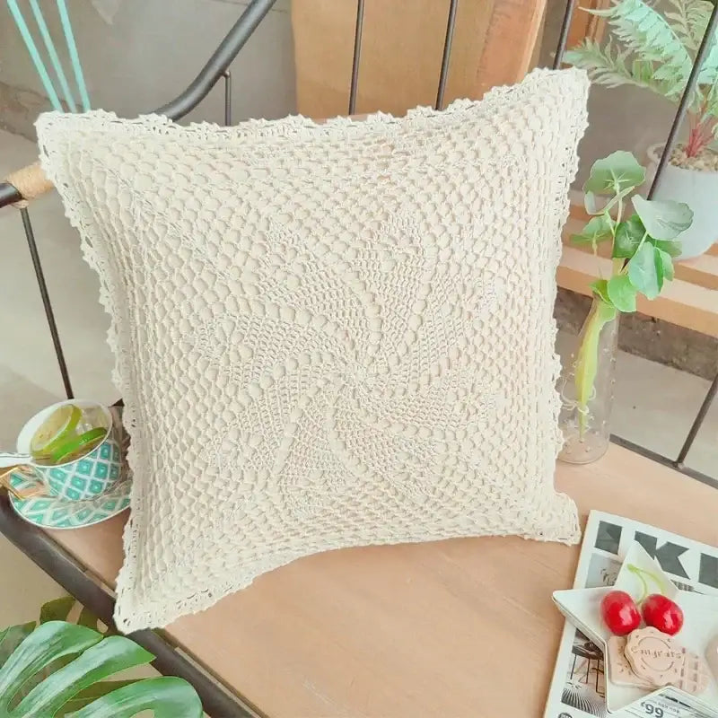 Off-White Crochet Cushion Cover