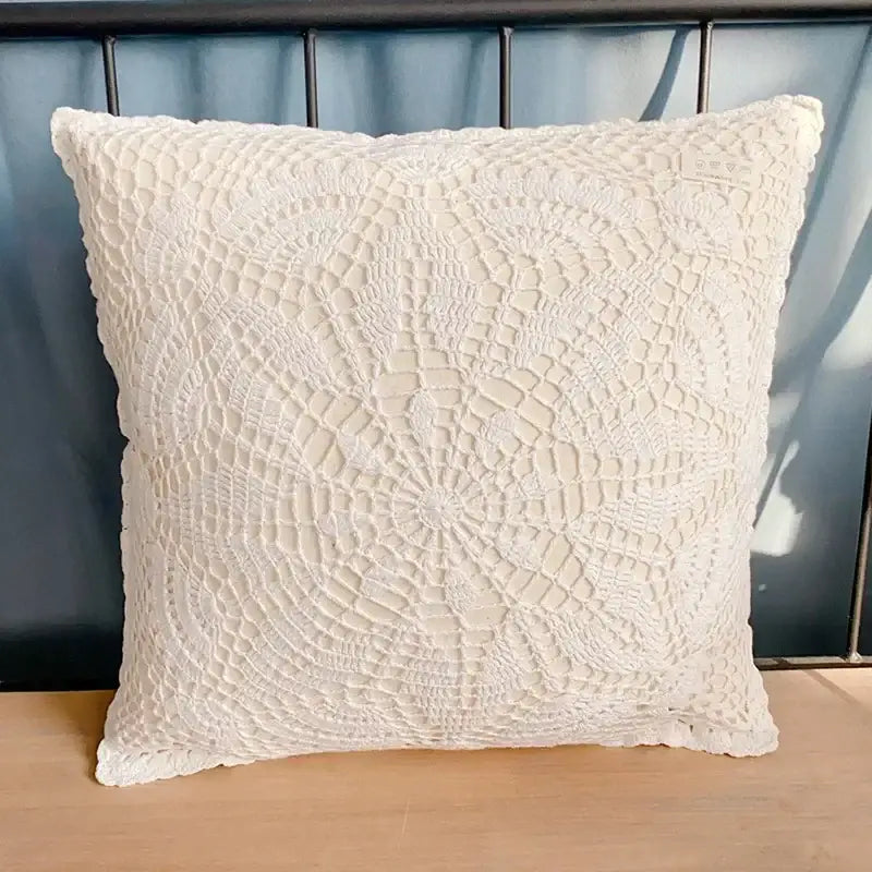 Off-White Crochet Cushion Cover