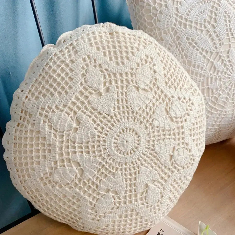 Off-White Crochet Cushion Cover