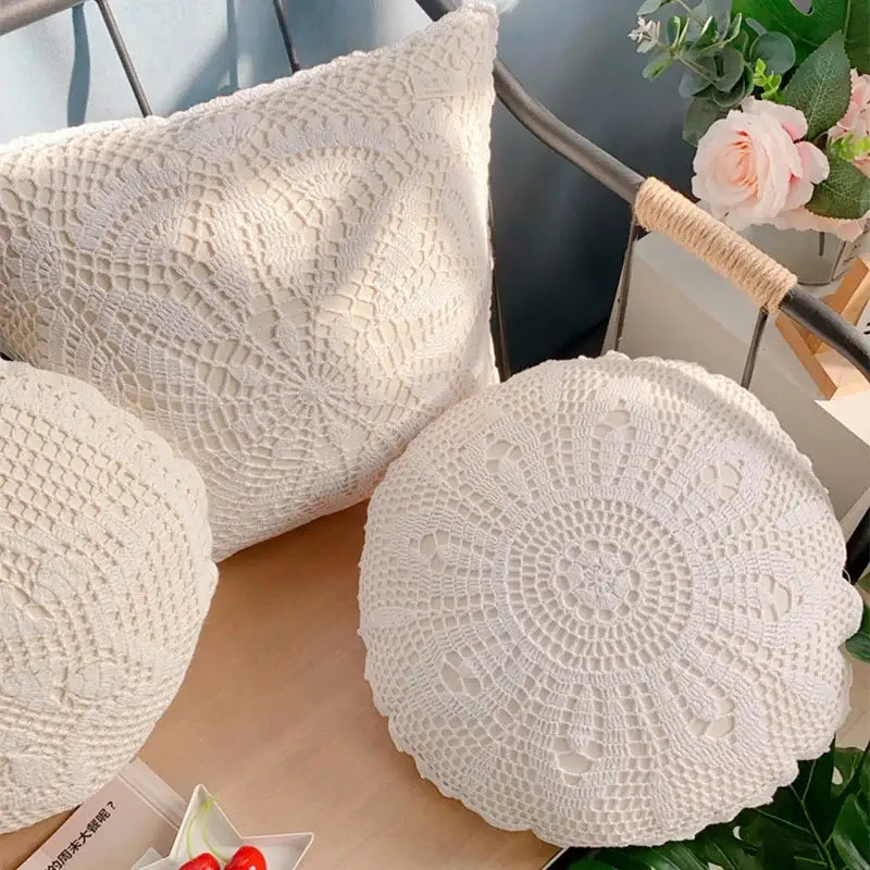 Off-White Crochet Cushion Cover